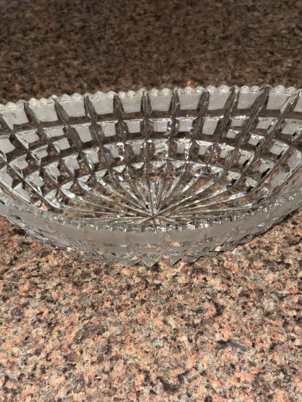 Cut Glass Crystal Serving Bowl - Clear